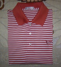 PETER MILLAR SUMMER COMFORT Polyester Polo Shirt BOSTON GOLF CLUB M Orange White