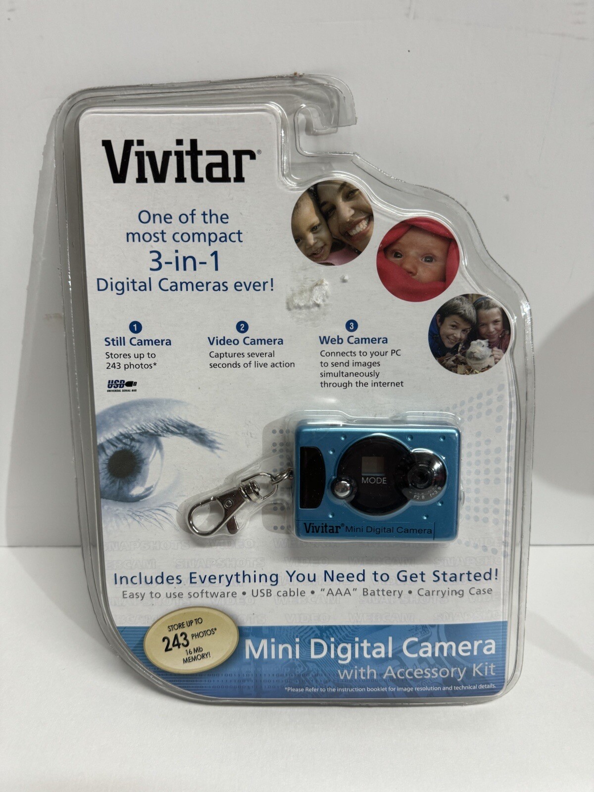 Vivitar Mini 3in1 Digital Keychain Camera with Video 16Mb 243 Photo