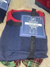 NWT Mens George - 2 Pc Pajama Set - Long Sleeve Fleece Pants - Large