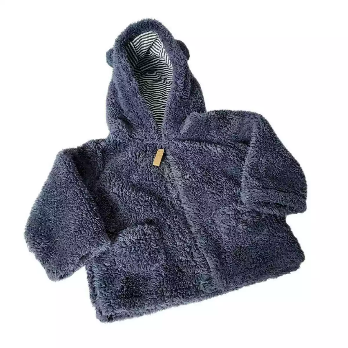Carters Baby Boys Jacket 6 Months Blue Fluffy Zipper Pockets Hooded