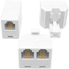 2+1 Pack RJ11 Phone Jack Splitter & Phone Line Coupler for Landline/Fax White