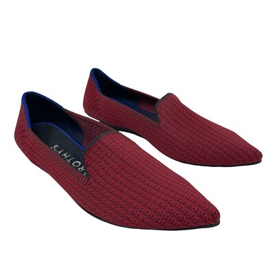 Rothy's 7.5 Loafers The Point Red Scarlet Tweed Flats Box Retired Womens READ
