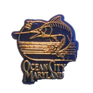 Ocean City Maryland Blue White Marlin Pin Plastic