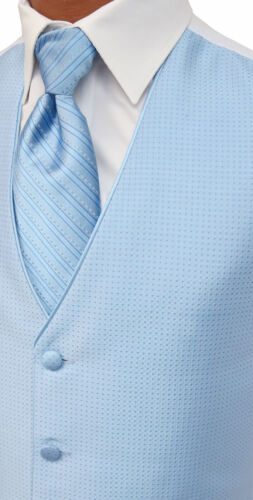 Men's Jean Yves Sterling Bali Blue Tuxedo Vest & Tie Wedding Groom Prom - Picture 5 of 5