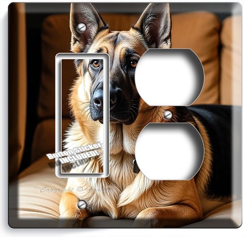 SÜSSER CANIN DEUTSCHER SCHÄFERHUND ZU HAUSE LICHTSCHALTER STECKDOSE WANDTELLER HAUSTIER DEKOR - Bild 30 von 35