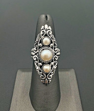 Beautiful Sterling Silver Mother of Pearl Stone Ring Size 6 By CFJ