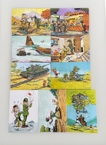 Lot Of 9 Military Comic Postcards by Artists Jean-Pol & Mazel