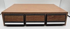 Vintage Faux Wood Grain 36 Slot Cassette Tape Holder 3 Drawer Storage Music Tape