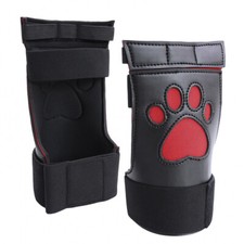 Unisex Pu Leather Puppy Dog Glove Paw Print Padded Fist Mitt Bondage Roleplay