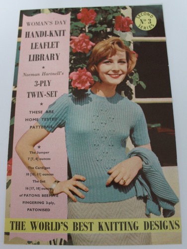Vintage Lady's 3-Ply Twin Set Norman Hartnell Knitting Pattern 32-42" Bust - 第 1/3 張圖片