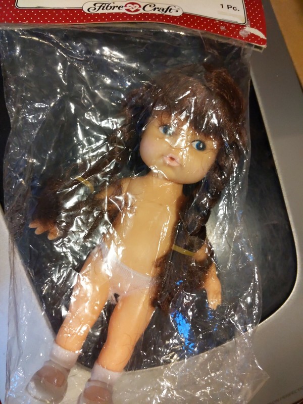 NEW Fibre Craft #7465 Cindy Doll - 6 3/4” - Brown Hair Blue Eyes 