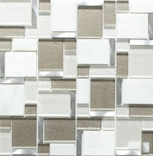 Mosaico Tessere vetro alu traslucido chiaro beige bianco 49-FK01_f | 10 foglie