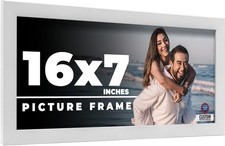 16x7 Frame White Wood Picture Photo Frame with UV Acrylic and Acid Free Backing