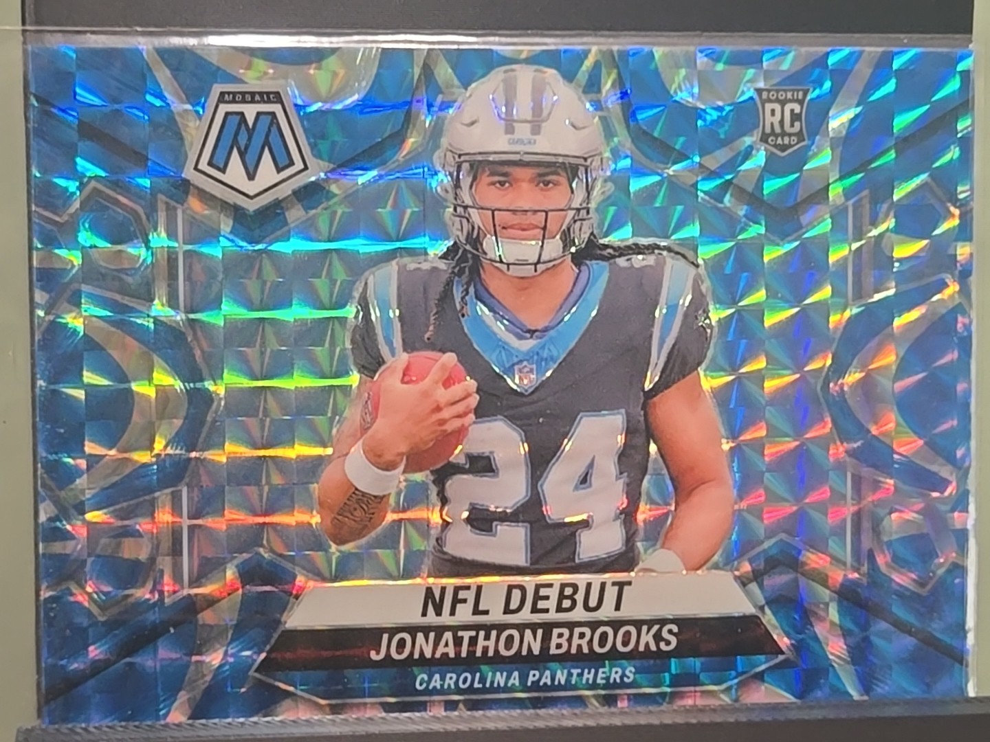 2024 Panini Mosaic - NFL Debut Jonathon Brooks #276 Blue Mosaic Prizm /99 (RC)