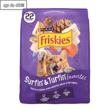 Purina Friskies Dry Cat Food 22lb | Chicken, Fish & Salmon | Variety Pack