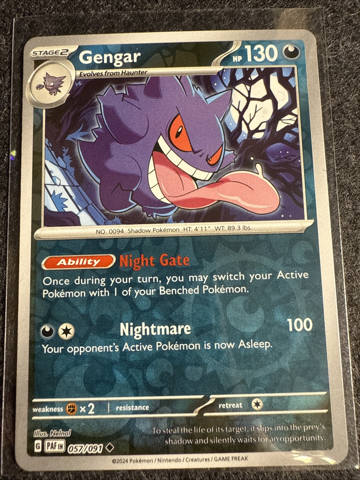 Gengar 057/091 Reverse Holo Paldean Fates NM Pokemon Tcg