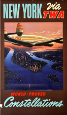 Vintage New York TWA United States Travel Poster Print