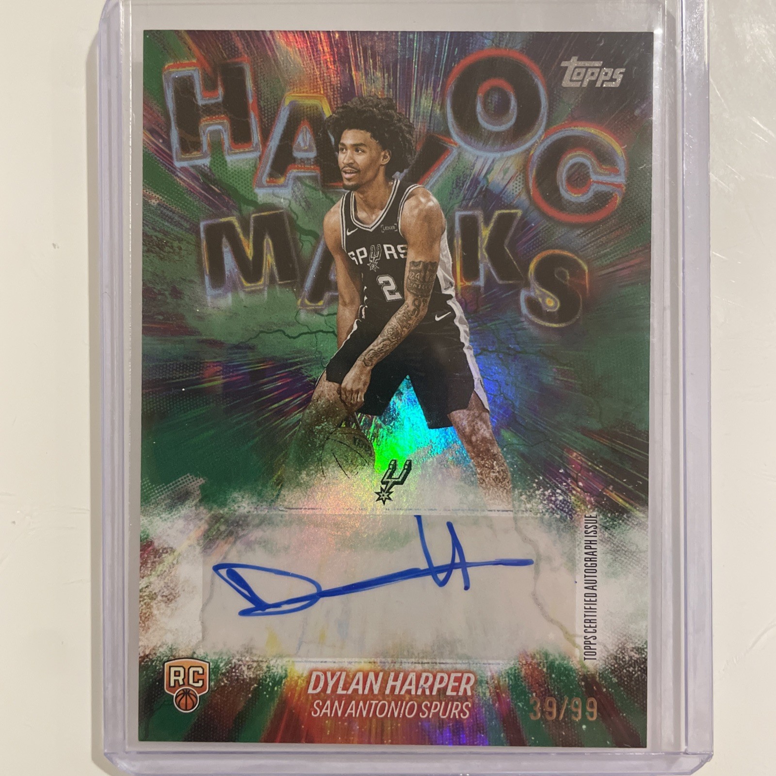 Dylan Harper AUTO /99 2025 Topps HAVOC MARKS Rookie Green Rainbow RC #HMDH Spurs