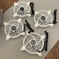 4 EZDIY-FAB White Moonlight 120Mm RGB PWM Case Fan with RGB PWM Fan Hub,