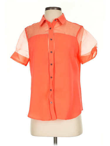 Moon Women Orange Short Sleeve Blouse S