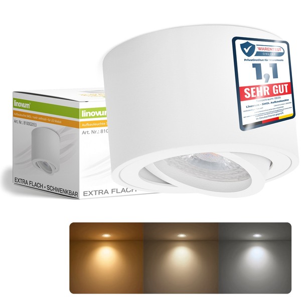 Smol Aufbauspot Flach Schwenkbar Weiß Mit Led Birne Lumiflex 3CCT Drei Lichtmodi-image