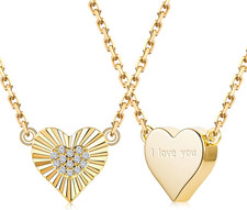 Dainty 14K Gold Heart Necklace Gift for Women Wife Cubic Zirconia Choker Pendant