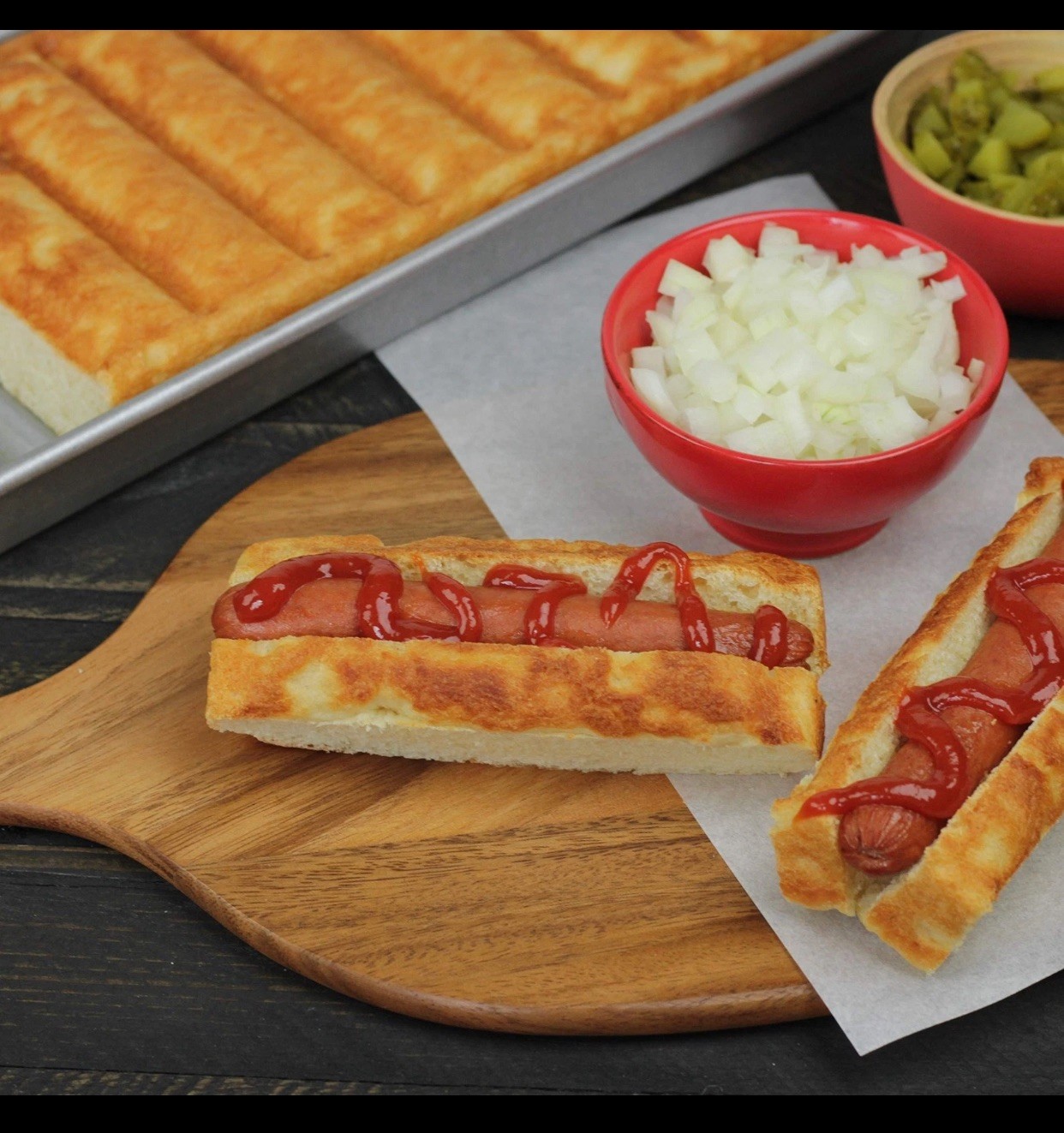 USA Pan Bakeware Nonstick New England Hot Dog Bun and Lobster Roll Loaf Pan, ...