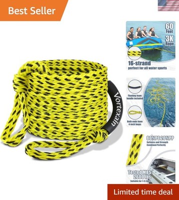 Boat Tow Rope 60ft 3-6K, Floating Ropes for Towable Tubes Accessories