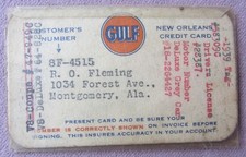 Vintage 1939 GULF Gas Credit Card New Orleans Gulf Oil Corporation