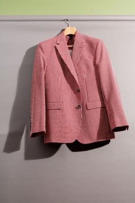 Jacke in Wollcord von FOX-BROTHERS in Clubstreifen Rot-Weiß-Blau, Gr.52, N E U !
