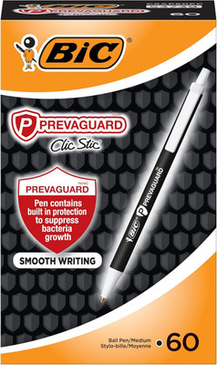Prevaguard Clic Stic Ballpoint Pen, Black, 60-Count