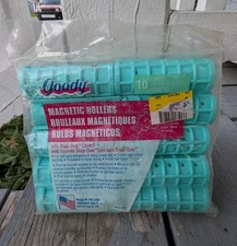 Vintage goody Magnetic 10 Large Hair Rollers with Snap-Over Covers #82376