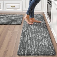 Kitchen Mats for Floor 2PCS, Absorbent Textured Fabric, 1/2 Inch PVC Cushione...