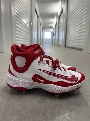 Nike Alpha Huarache Elite 4 Mid Sz 7.5 Baseball Cleat White Red FD2744-106 NEW