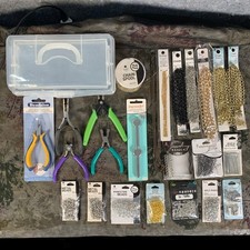 New 26 Items Jewelry Making Supplies Lot Chain Clasps Spacers Tools Rondelles