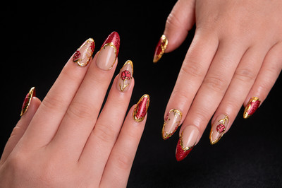 Handmade, medium, almond, gel, press on nails