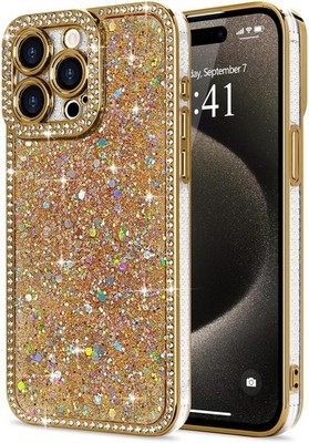 iPhone 15 Pro Max Case Glitter, Luxury Shiny Bling Sparkly Bumper Cover,