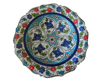 Plato de pared de cerámica arte popular tradicional Kutahya pintado a mano TURKISH ALTIN CNI