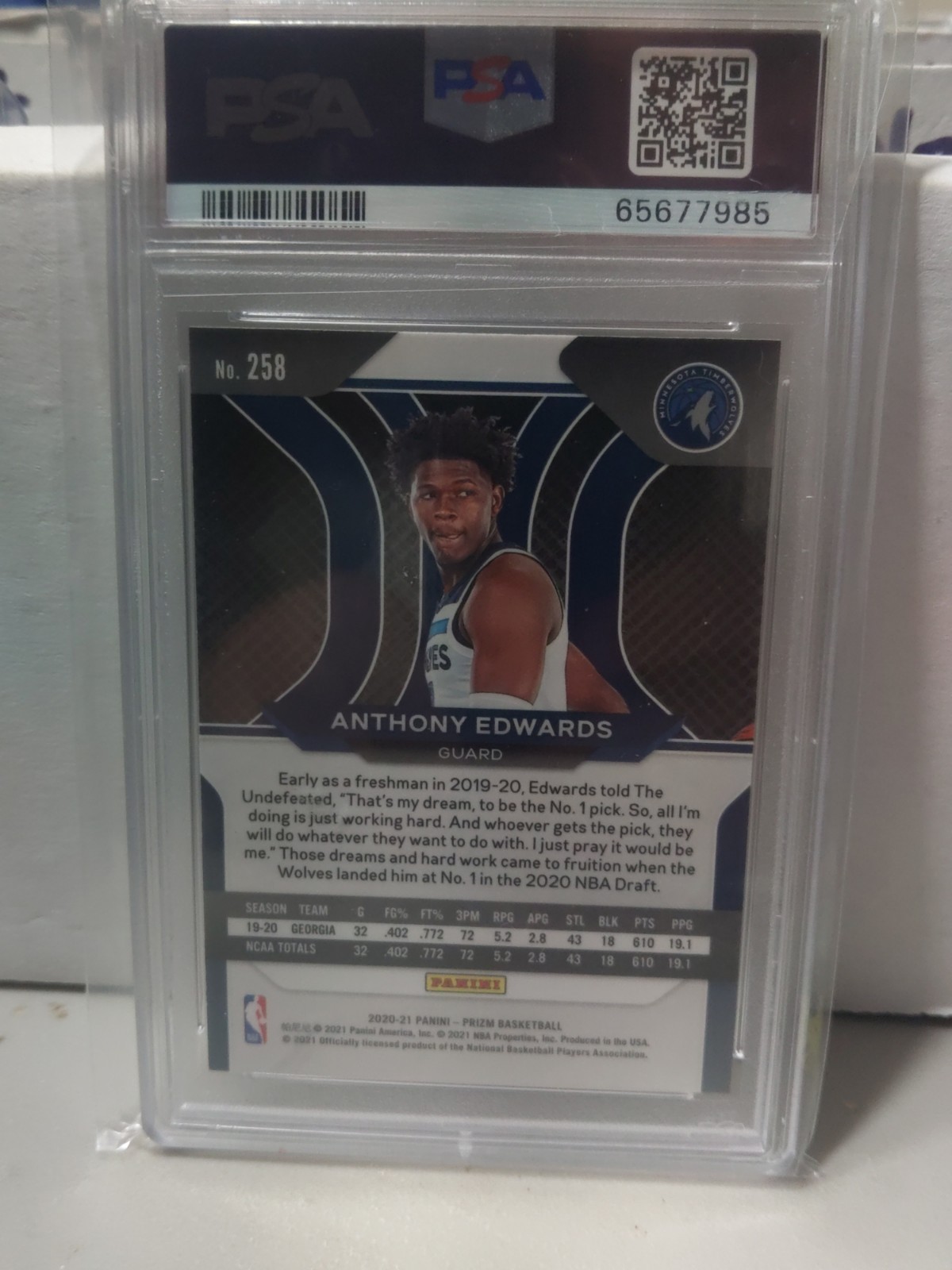 2020-21 Panini Prizm - Anthony Edwards #258 (RC) view 2