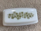 Pyrex Made in USA Vtg Daisy Green Spring Blossom 7 inch Butter Dish with Lid