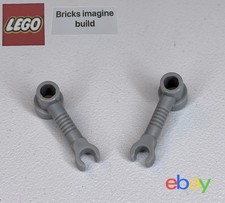 2 x LEGO 4735 Clip Arm Robot Arm Torch Holder Old Light Grey Space Brick - 8E