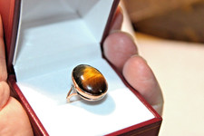 Art Deco - 14ct Rose Gold - Oval Cabochon - Tigers Eye Dress Ring