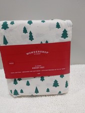 Wondershop Christmas Tree Flannel 100 Cotton Queen Sheet Set