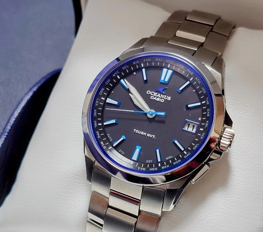 CASIO OCEANUS OCW-S100-1AJF Multi Band 6 Solar Radio Black × Blue