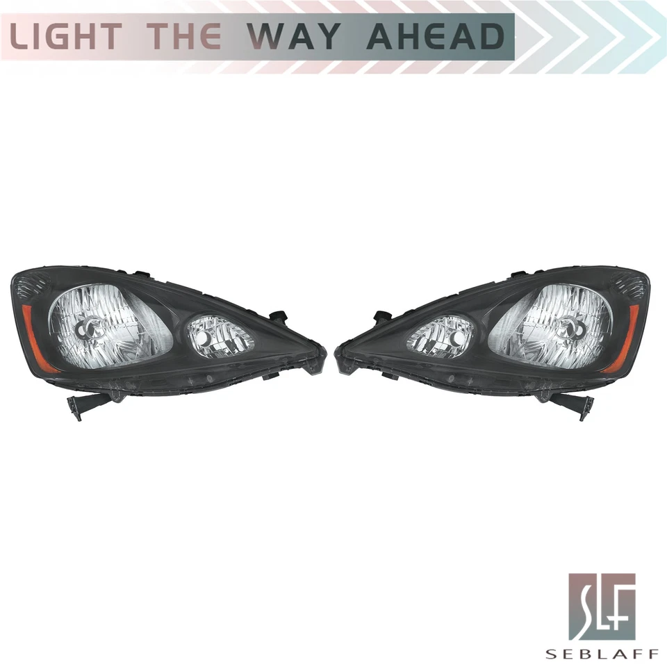 Par de faros de carcasa negros para Honda Fit 2009-2014 09-14 izquierda+derecha Foto 3 de 4