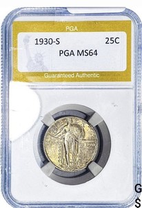 1930-S 25C Standing Liberty Quarter Silver Business Strike PGA MS64 Slabbed