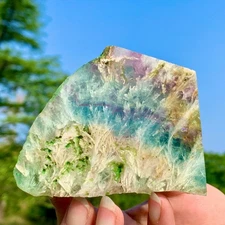 476G Rare Natural Fluorite Quartz Crystal Freeform Mineral Specimen Healing