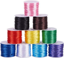 PH PandaHall 100 Yards 2mm Satin Rattail Cord Nylon String Trim Silk Cord Beadin