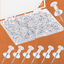 200 Pcs Push Pins Tacks, Thumb Tacks for Wall, Clear Plastic Head, Steel Point,