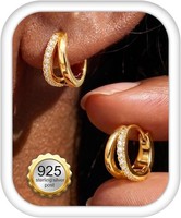 Ohrringe 925 Sterling Silber Doppel Creolen Hypoallergen Schmuck Damen Geschenk